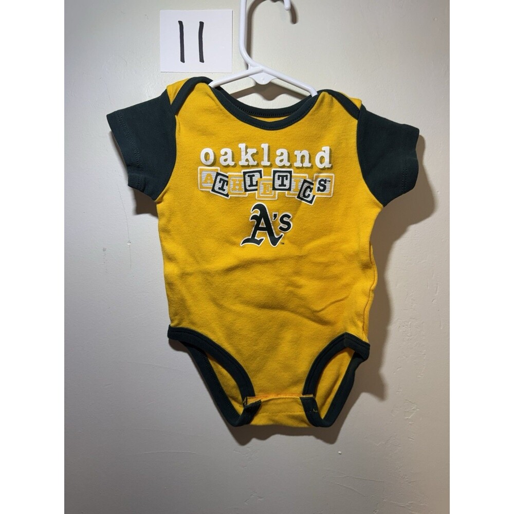 Oakland Athletics A’s Infant Bodysuit 12M MLB Genuine Merchandise Yellow Green